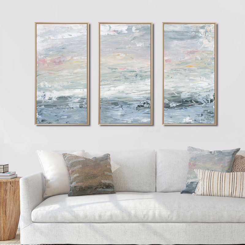 «Gray Abstract Watercolor II», ensemble d'art moderne sur toile encadrée moderne et contemporaine