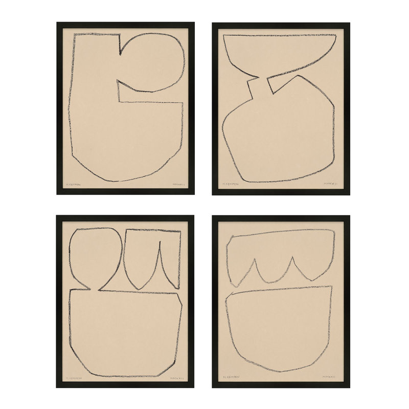 Outlines 5-8, Set Of 4 Print by Michael Kempen, Black, 40" H x 32" W x 1.25" D