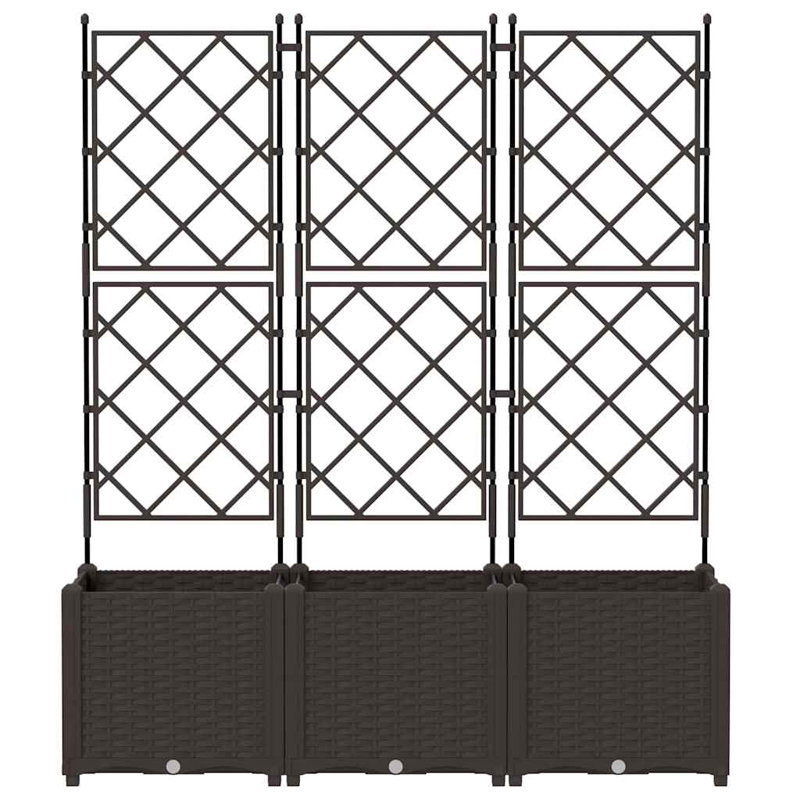 Ensemble de 3 pots à fleurs vidaXL bruns 47,24 x 15,75 x 56,30 po, H 56,3 po x l 47,2 po x P 15,7 po, Brun, 3