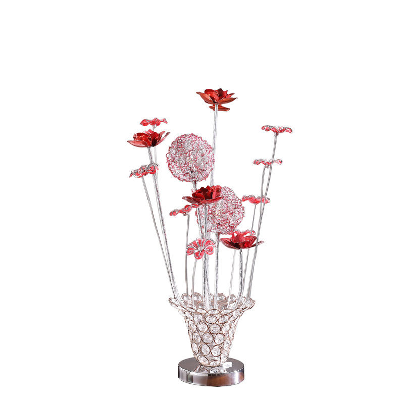 Lampe de table en aluminium à bourre de fleurs en aluminium et cuivre