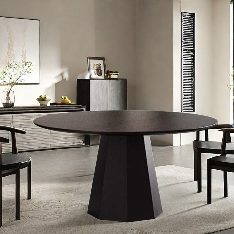 Ash Round Solid Wood Dining Table, 29.52”H x 55.11”L x 55.11”W
