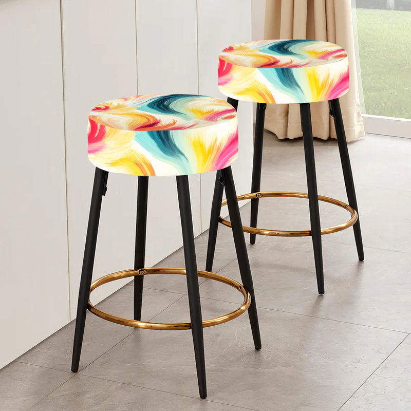 Ensemble de 2 tabourets de bar sarcelle et jaune Boho Ikat Spirit
