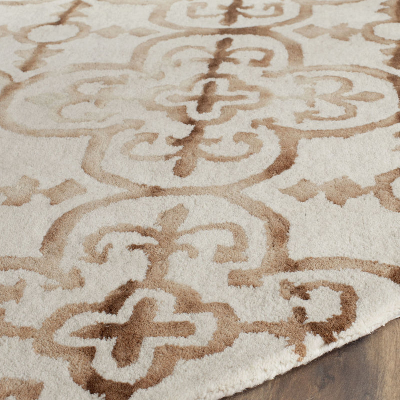 Pimentel Hand Tufted Wool Geometric Rug, Round 7'