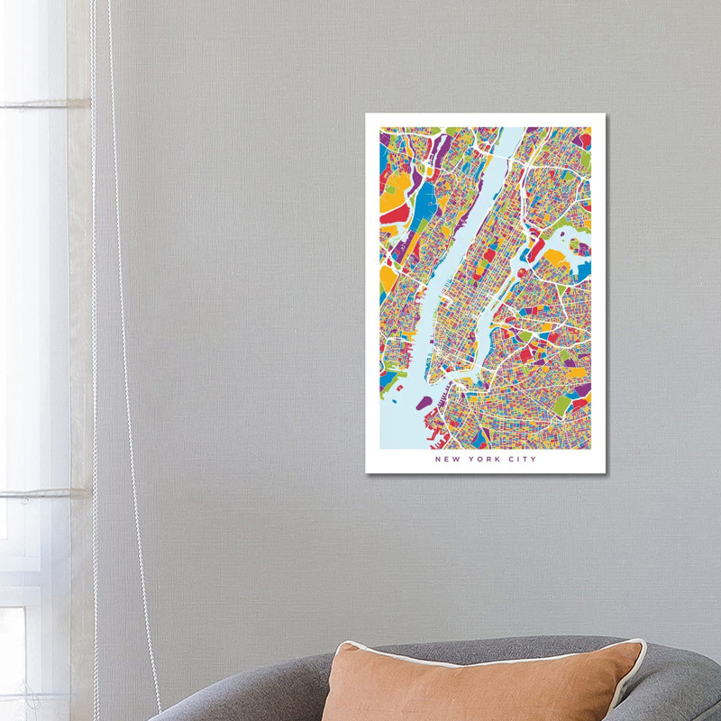 New York City Street Map by Michael Tompsett - Wrapped Canvas Print, 66.04 cm H x 45.72 cm W