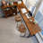 2-Person Nut-brown+Black Rectangular Solid Wood+Iron Bar Table Sets