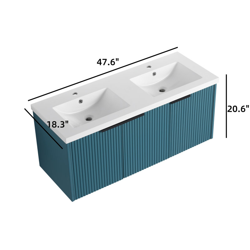 48-inch Wall Mount Bathroom Vanity, Blue