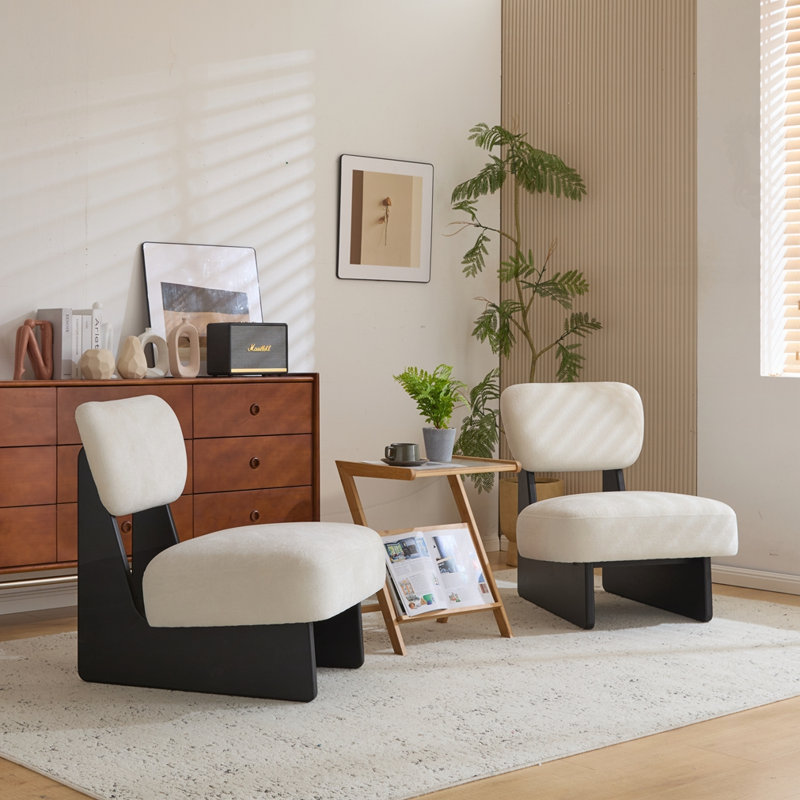 Ensemble de 2 chaises longues modernes, Noir, Beige