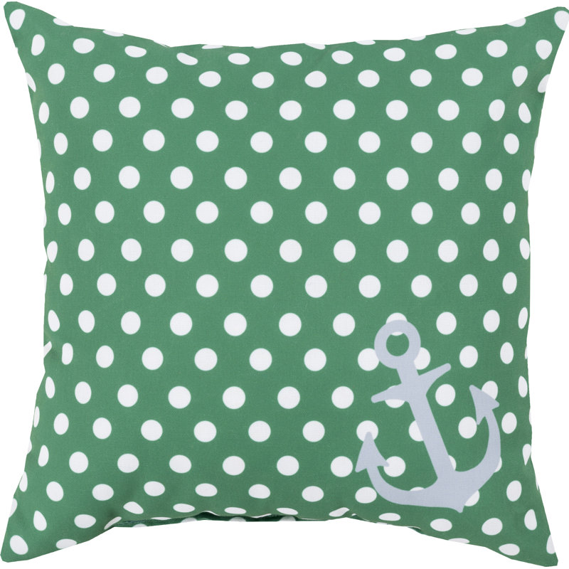 Rain Polka Dots Outdoor Throw Pillow, 18" H x 18" W x 4" D, Sky Blue/Ivory