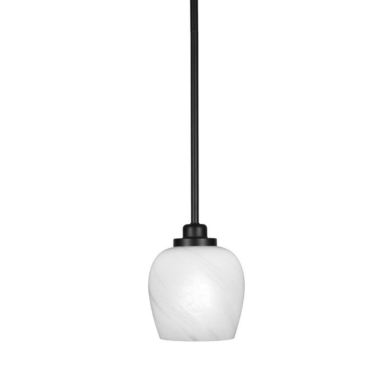 Mini-luminaire suspendu 1 lumière Odyssey, Noir mat, Blanc