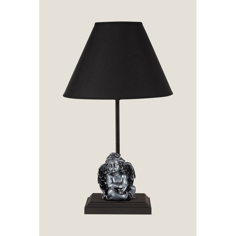 Lampe de table 16,5 po, Noir, Noir / argent