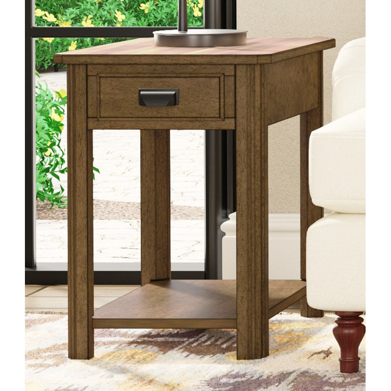 Parman Oak Wood Laminate Rectangular End Table