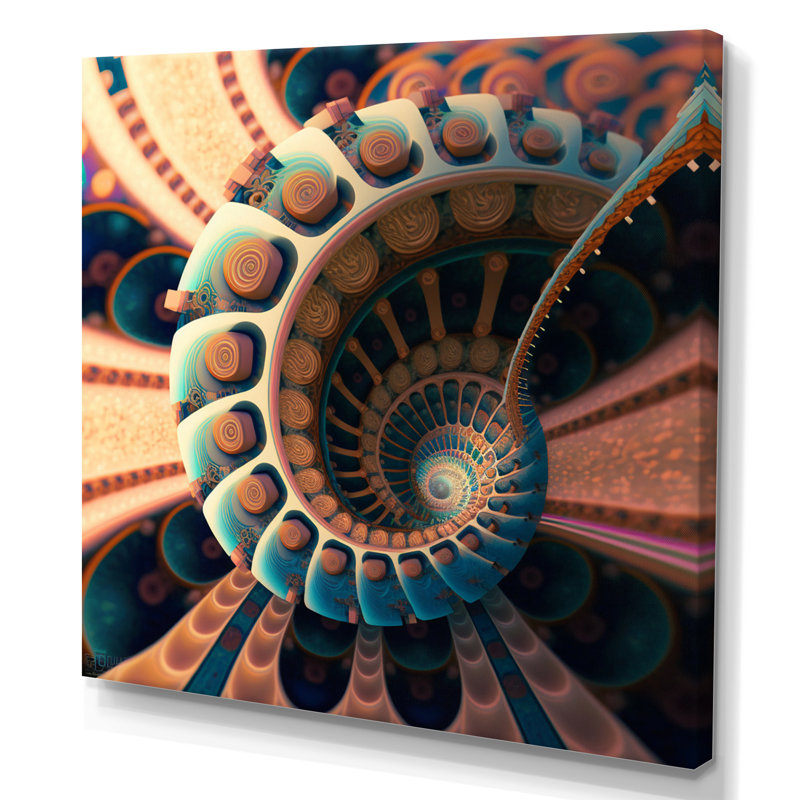 Turquoise fractal Emanation IV - impression, H 30 po x l 30 po x P 1 po, Toile tendue