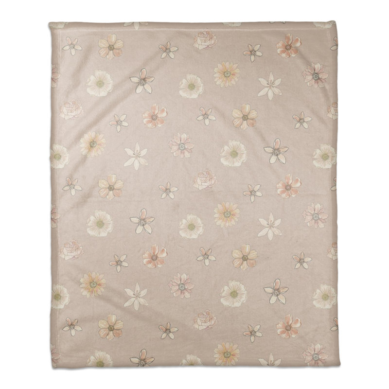 Jeté en molleton délicat, Rosé floral 2