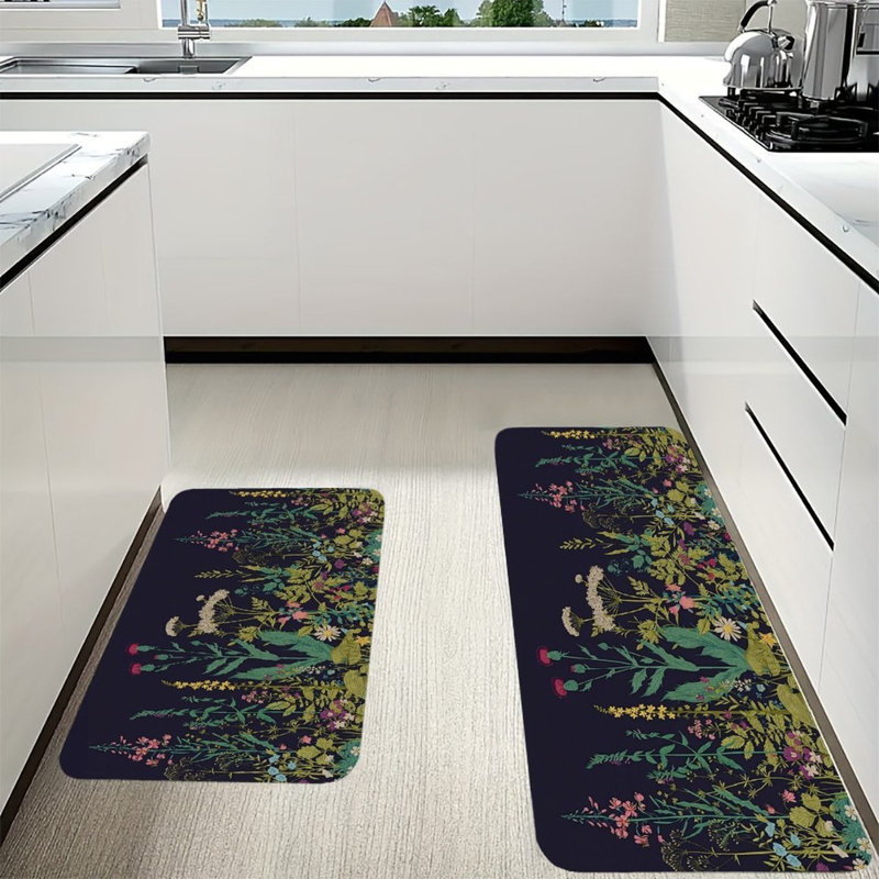 Décoration de fond foncé, 2 tapis de cuisine antidérapants