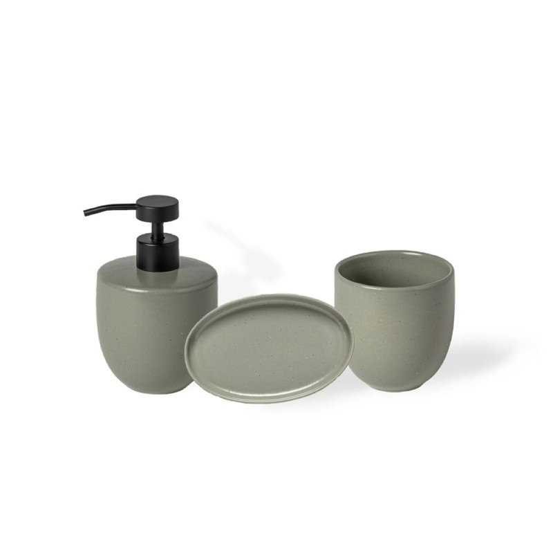 Casafina Pacifica Stoneware Bathroom Accessory Set Bathroom Tray Tumbler