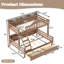 Lit superposé avec tiroirs de rangement, cadre de lit superposé en bois massif garde-corps courbé chic-963730278-963730281