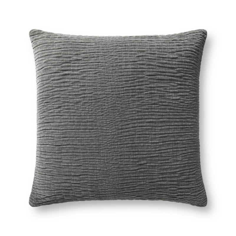 Edan 22" x 22" Gray Polyester Throw Pillow with Down Fill