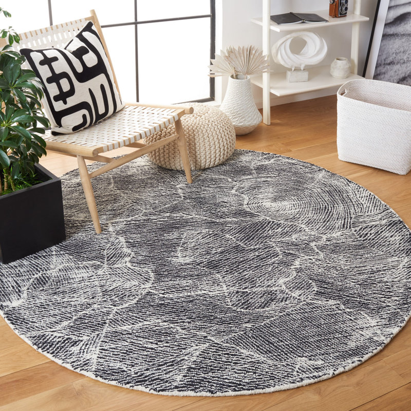 Goines Hand Tufted Indian Wool And Cotton With Latex Abstract Rug, Round 6'
