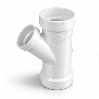 3" x 3" x 2" PVC DWV Wye Reducing Hub, White PVC Drain, Waste & Vent Fitting, (25 Pack)