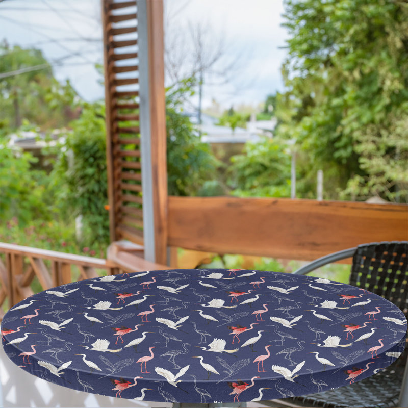 Mercer41 Navy Blue Fitted Round Tablecloth Indigo Multicolor