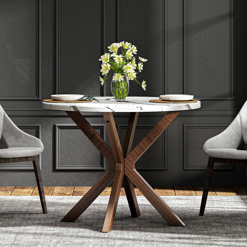Breshia 40" Round Dining Room Table, Walnut