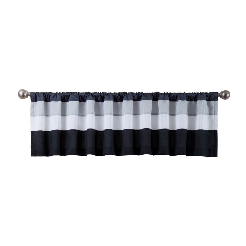 Iman White and Black Polyester Rod Pocket Valance