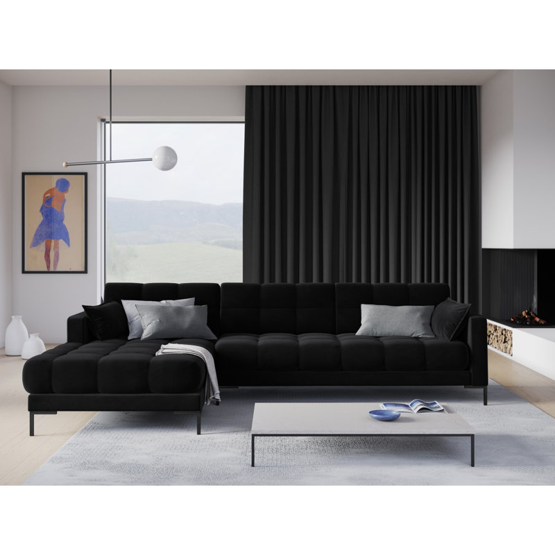 Adoraim 5 Seater Corner Sofa , Left Hand Facing, Black, Black