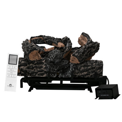 Ensemble de bûches de foyer sans ventilateur Americangaslogs 18 à 24 pouces avec télécommande, seulement utilisé pour les foyers au propane liquide, chauffe jusqu'à 36 000 BTU (foyer au propane liquide chêne noir, 18 pouces)