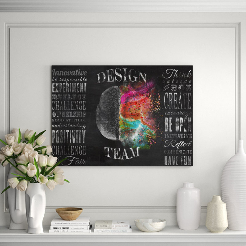 Left And Right Brain Print by Zoey Riley, 30" H x 42" W x 1.5" D, Crackle
