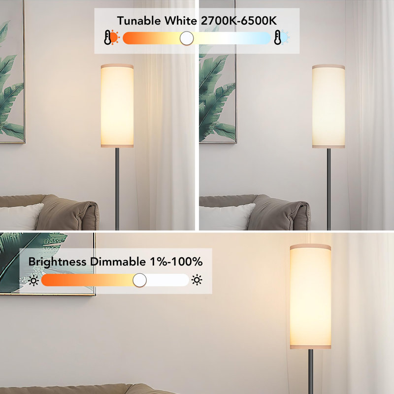 Smart Floor Lamp With Matter Smart Bulb, Dimmable Color Temperature, Voice Control, White