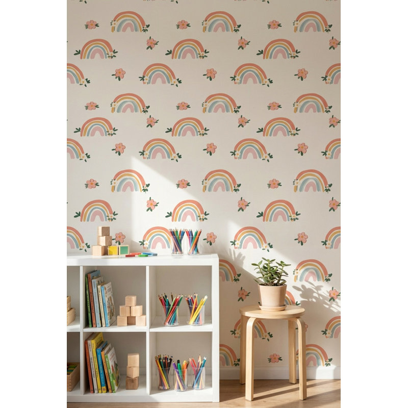 Murale fantaisiste en papier peint arc-en-ciel fantaisiste, Non tissé, non collé