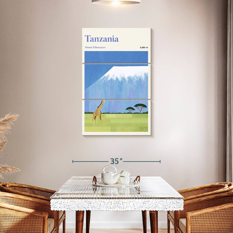 Masam Tanzania Kilimanjaro Retro Travel Poster, 45" H x 28" W