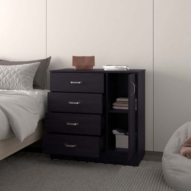 Commode 4 tiroirs avec armoire latérale Wenge