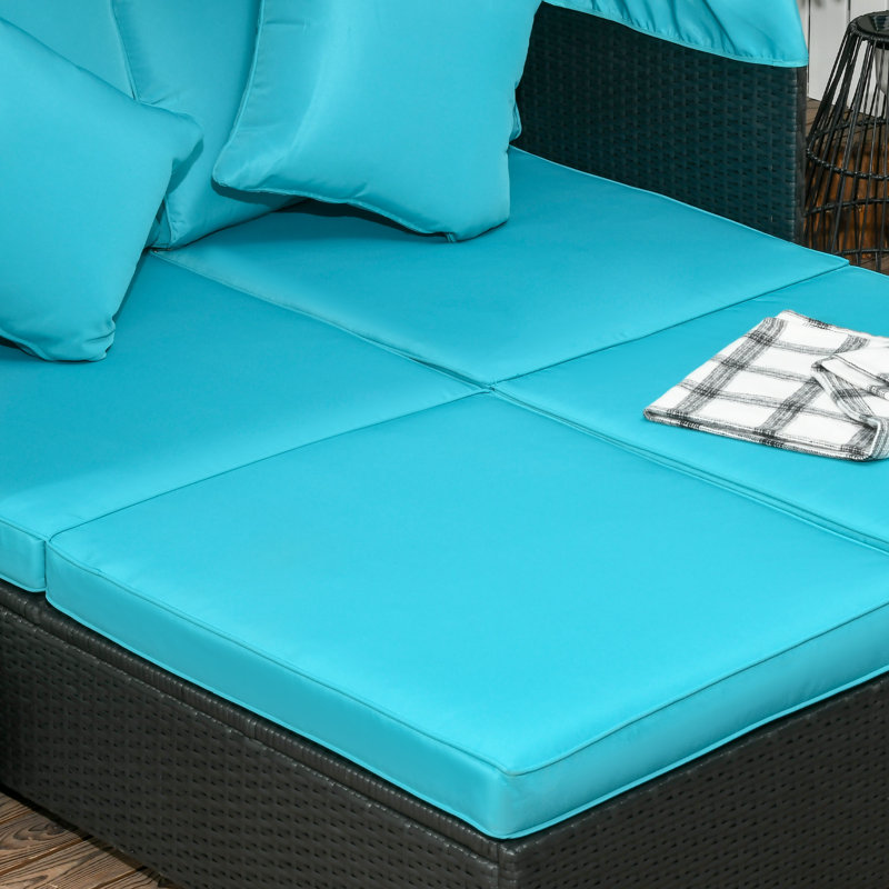 Chaise longue double 52,75 po avec coussins, Bleu