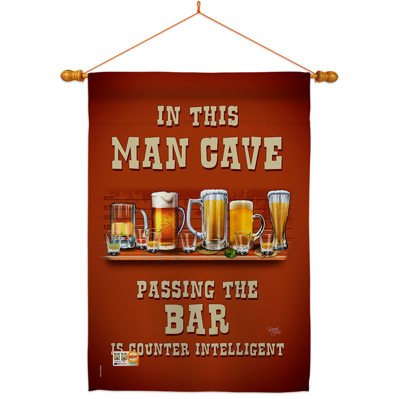 Ensemble de drapeaux en polyester 40 po x 28 po « man cave passing the bar »