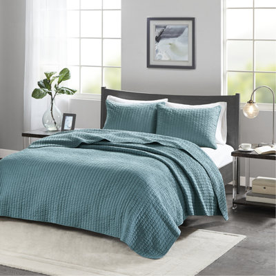 Teal King/ King Bedding - Reversible, Microfiber, Cotton Filled Soft Quilt In Glowing
