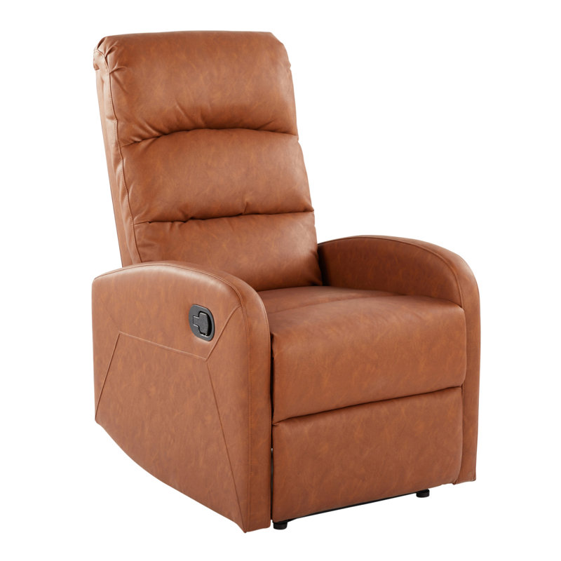 Dormi Contemporary Recliner Chair In Camel Faux Leather By Lumisource, Camel