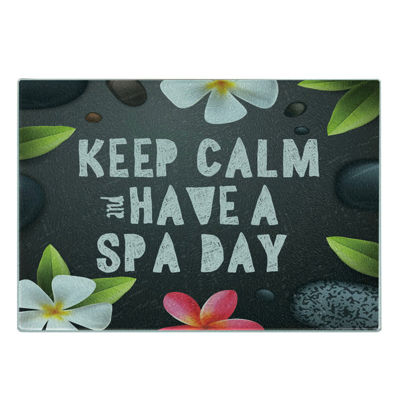 Multicolore Planche à découper en verre trempé Ambesonne Peace Keep Calm Have a Spa Day
