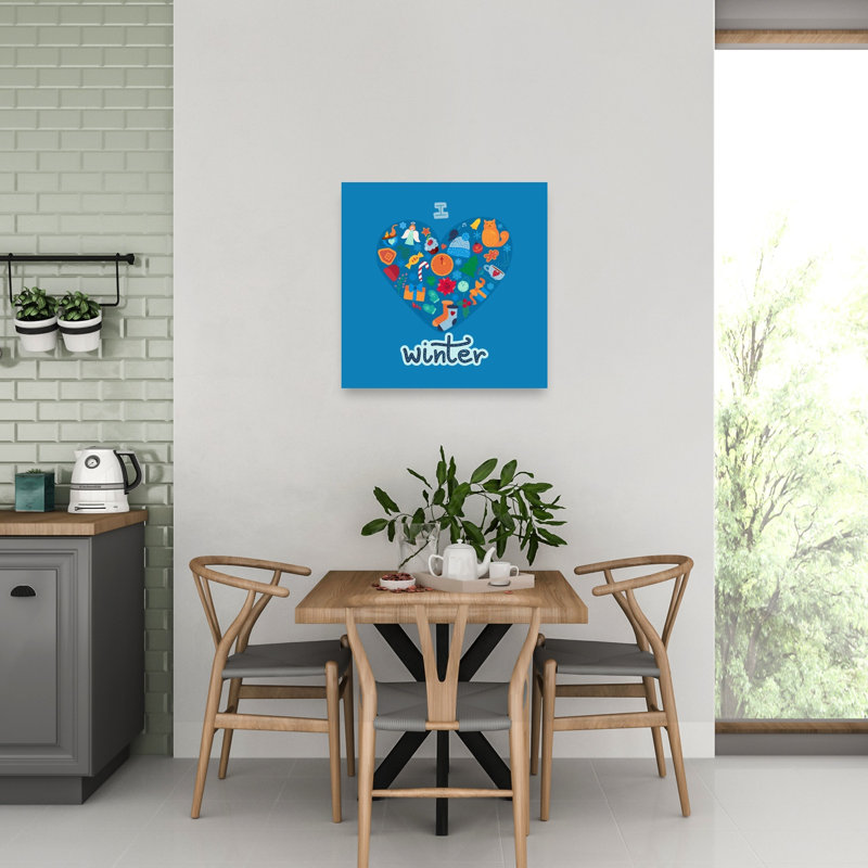Cozy Winter Heart, arbre de Noël contemporain abstrait, paysage d'hiver, reproduction d'art mural, 32" H x 32" W