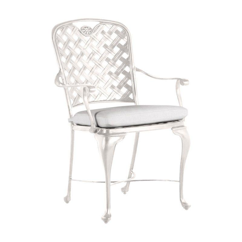 Provance Patio Dining Armchair with Cushion, Natural White, No Welt, Chalk