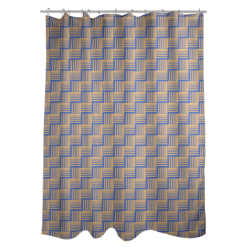 Rideau de douche simple basketweave rayures classic, Bleu / Orange