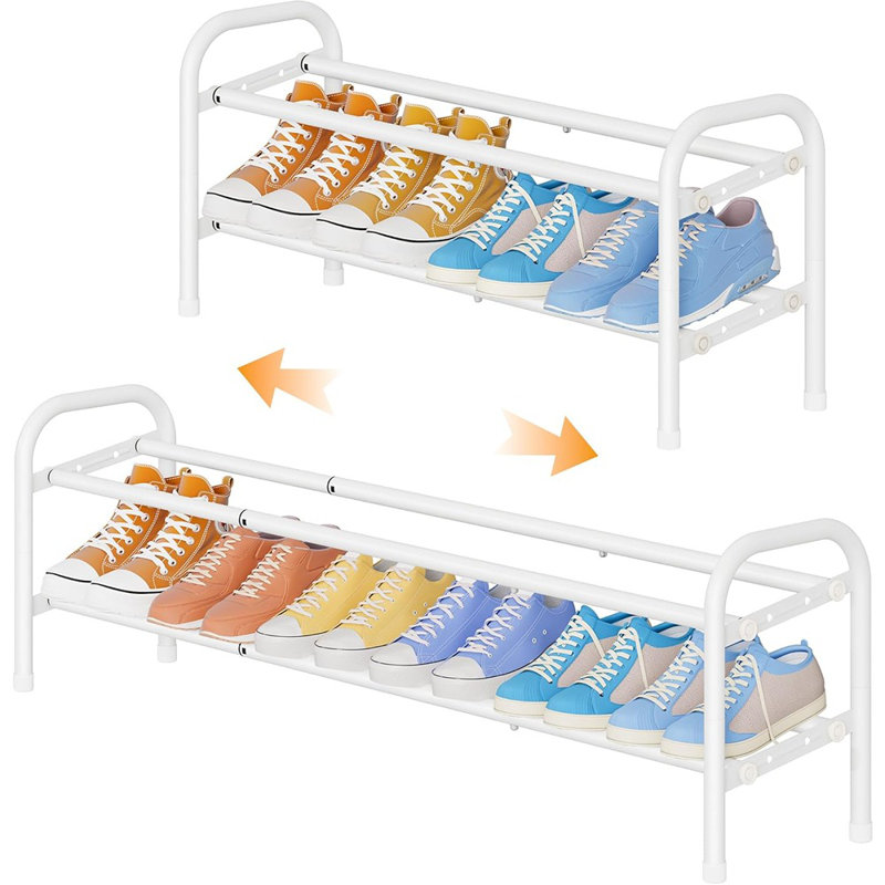 2-tier Expandable Metal Shoe Rack – Adjustable Shoe Organizer For Closet, Bedroom & Entryway, White