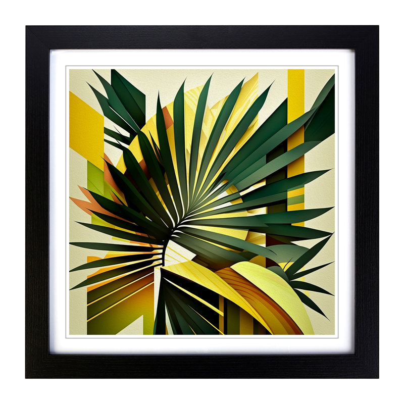 Palm Leaf Constructivism No.1 - Framed Print, Black