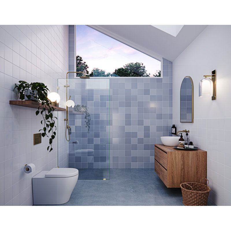 Vela 37.5 in. x 78 in. Fully Frameless Single Fixed Shower Panel, Polished Brass