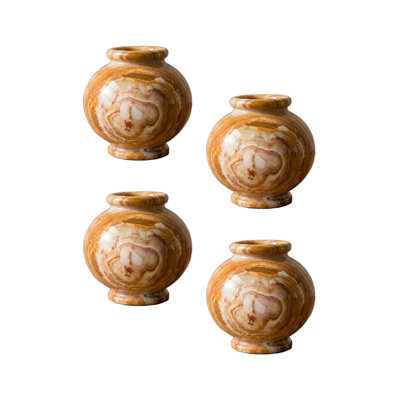 Vase en onyx naturel, urne en pierre multicolore fabriquée à la main, vase floral décoratif, décoration de table pour tablette, manteau de cheminée, vestibule et décoration intérieure, 6 po de diamètre et 6 po de hauteur