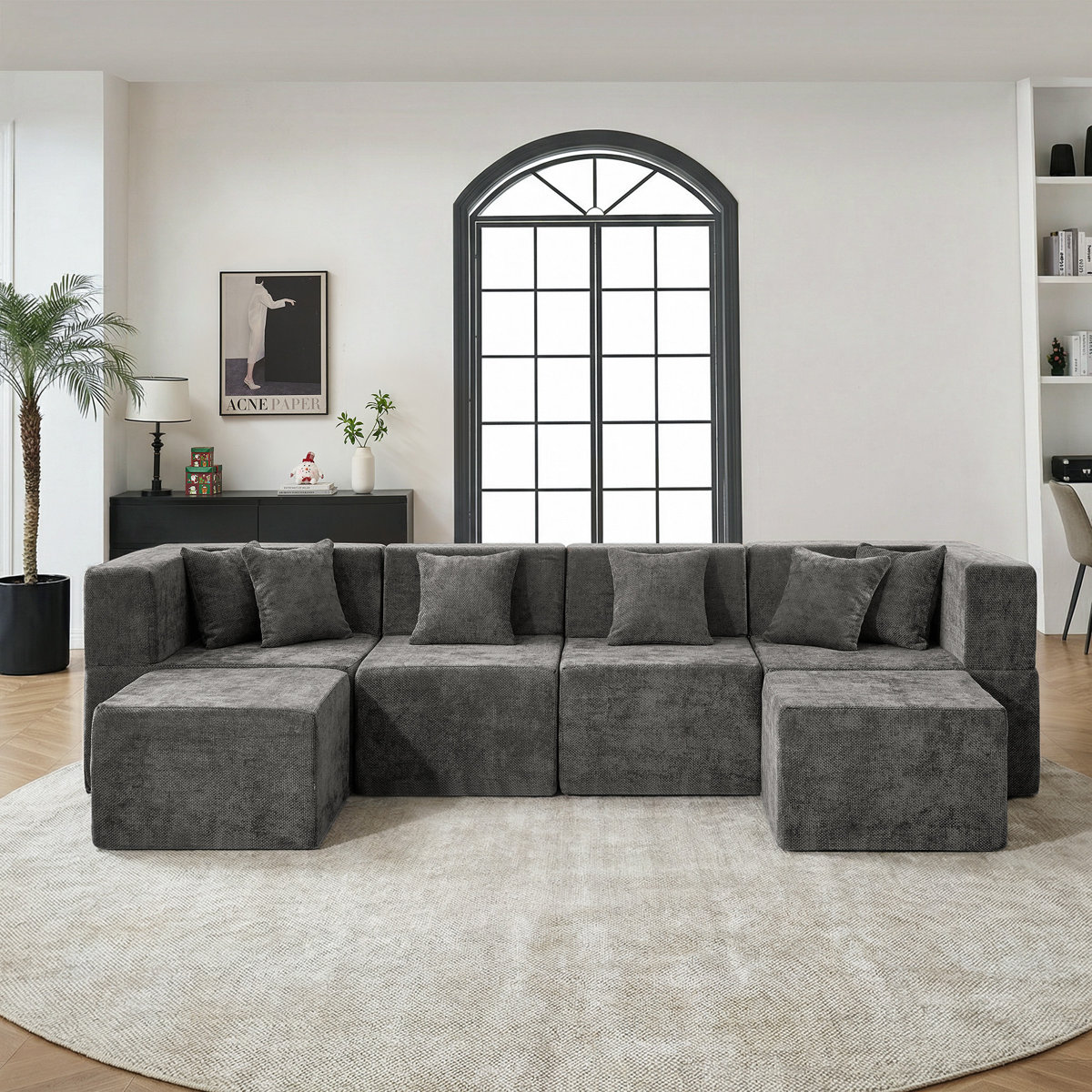 Ebern Designs 129"Cloud Modular Sectional Sofa with 2 Ottoman,Modern ...
