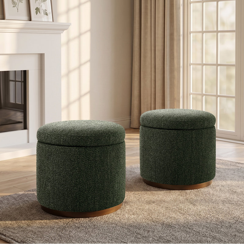 Repose-pieds rond 19,9 po avec rangement (ensemble de 2), Green