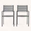 Chaise de salle à manger d'extérieur moderne en aluminium avec lattes ouvertes, ensemble de 2