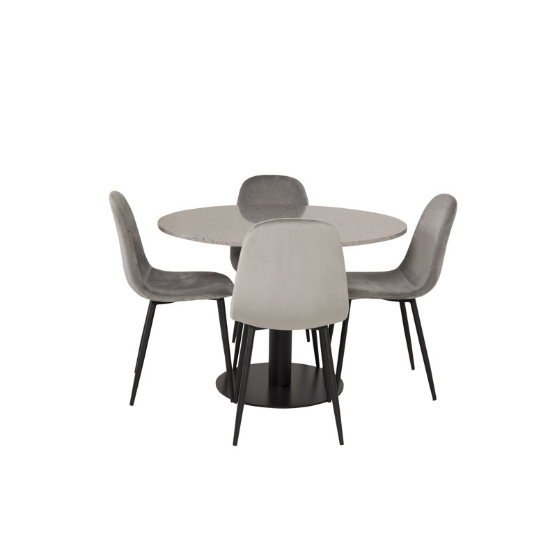 Withernsea 4 - Person Dining Set, Light Grey, Brown