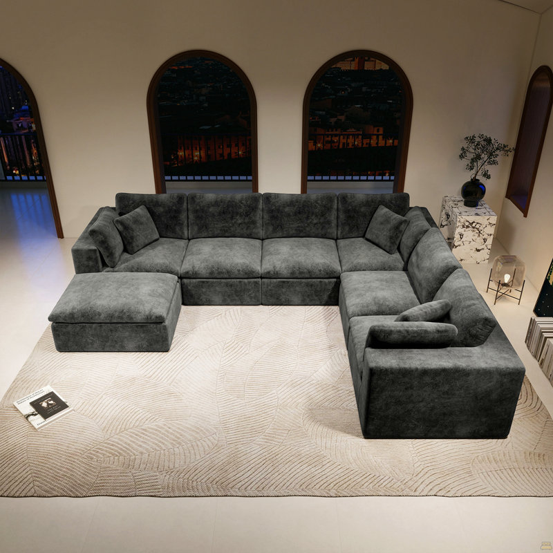 137.8*108.3"Modular Sectional Sofa Seat,Upholstered Compressed Couch